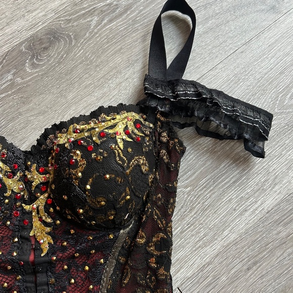 Red, Black and Gold Spanish/Tango Style Figure Skating Dress - Picture 3 of 6